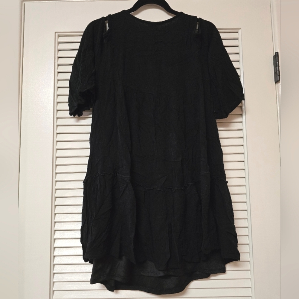 Mossimo Supply Co - Black Bohemian Cold-Shoulder Short-Sleeve Dress With Lining - Picture 2 of 4